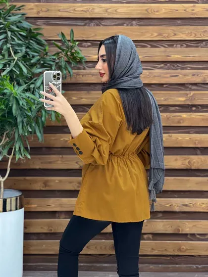مانتو کمرگت آستین سه دکمه