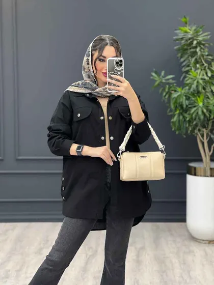 مانتو لینن جیب نما بغل سه دکمه