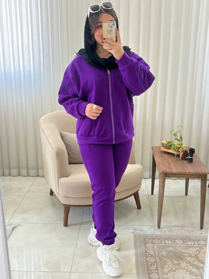 ست زنانه و دخترانه اسپرت بیرونی پاییزه گت دار 498
