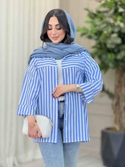 مانتو راه راه برش‌دار صبا