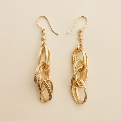 گوشواره آویز زنجیری طلایی