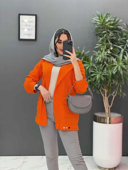 مانتو لینن آستین پاگن دو جیب