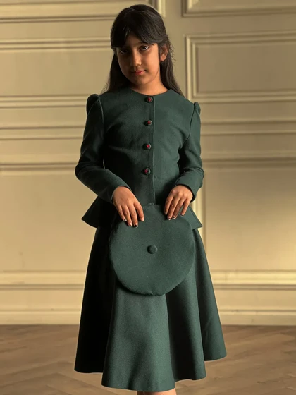 ست کت ودامن نیکی دکمه گلدوزی