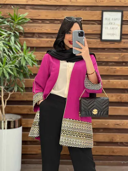 مانتو ژاکارد پولک دوزی
