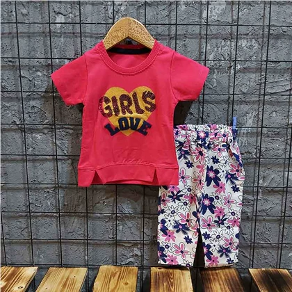 تیشرت شلوارک کتان دخترانه GIRLS
