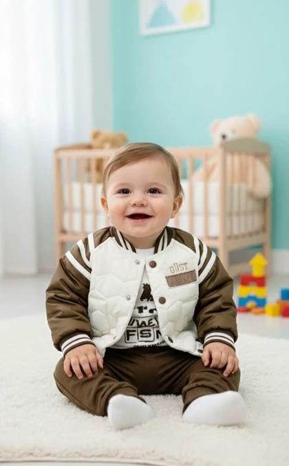 ست سه تیکه پسرانه کارترکیه طرح شش ضلعی ساده 11397