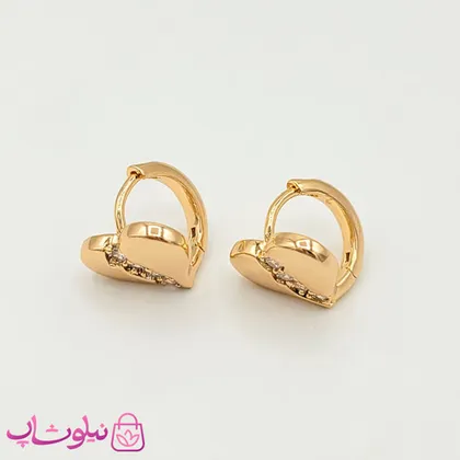 گوشواره ژوپینگ مدل قلب شکسته نگین‌دار