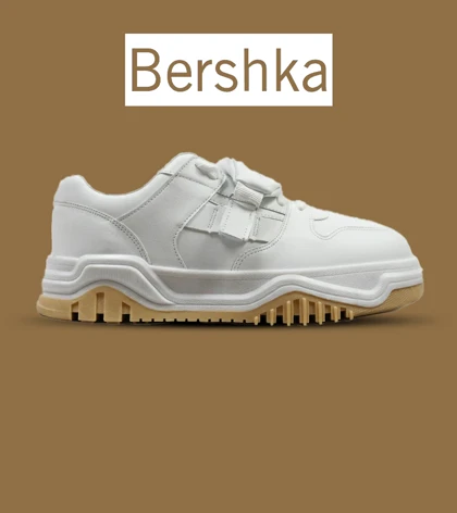 کفش کتانی بگ دار مردانه و زنانه سفید BERSHKA مدل 4835