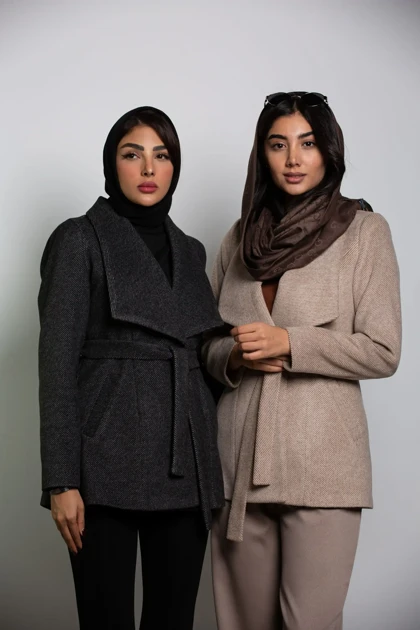 پالتو زنانه یقه آمریکایی کجراه