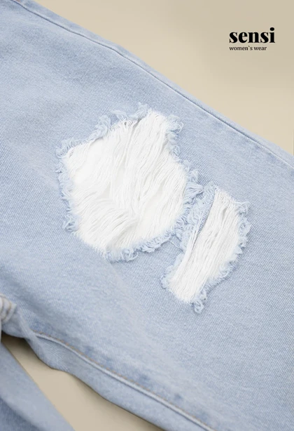 شلوار جین راسته half bag پشت کش زاپ‌دار