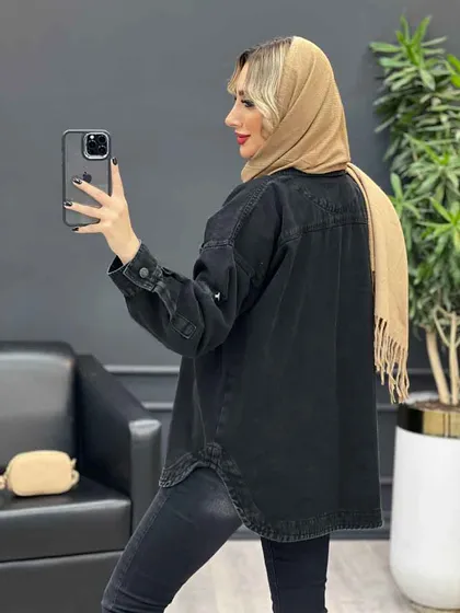 مانتو جین دو جیب زاپ‌دار