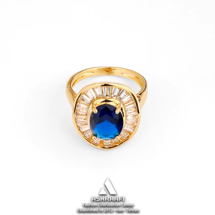 انگشتر زنانه با سنگ آبی Women Diamond Ring G02
