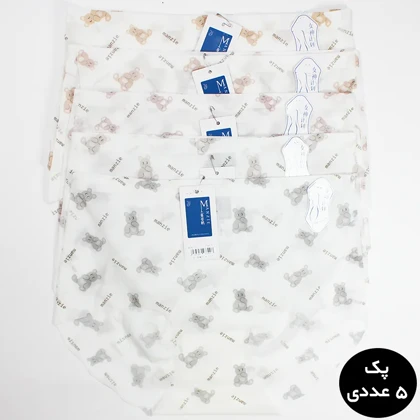شورت زنانه پک 5 عددی مدل لیزری شیشه‌ای طرح تدی