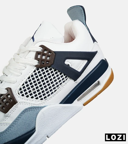 کتانی ساق‌دار بزرگ پا سفید آبی Nike air jordan 4 مدل 8450