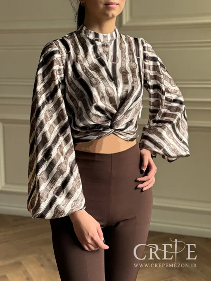 شومیز کراپ آستین پفی