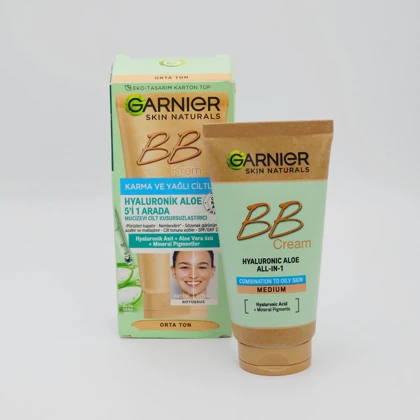 بی بی کرم آبرسان 5 کاره آلوئه ورا شماره 2 حجم 50 میل ساخت کشور ترکیه Garnier BB Cream کد 111س