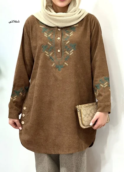 مانتو پاییزه گلدوزی شادی