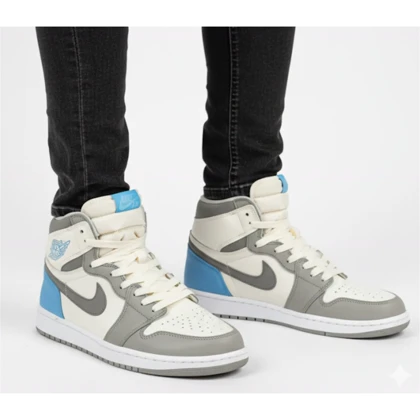 کتانی جردن ساق‌دار طوسی آبی