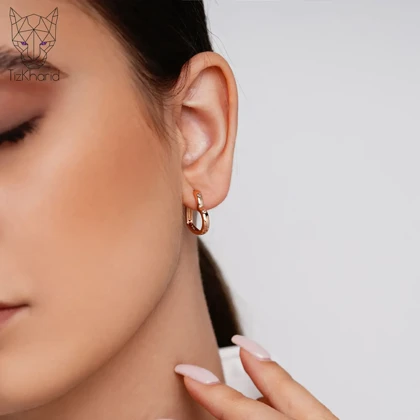 گوشواره حلقه‌ای قلب نگین‌دار ژوپینگ