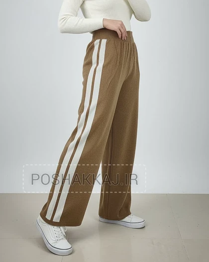 شلوار بافت زنانه بغل دو خط راسته گشاد بلند کمر کش کد 1877