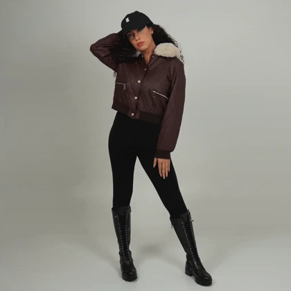 کاپشن یقه خزدار