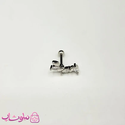 پیرسینگ گوش زنانه مدل نگین سفید کد 90