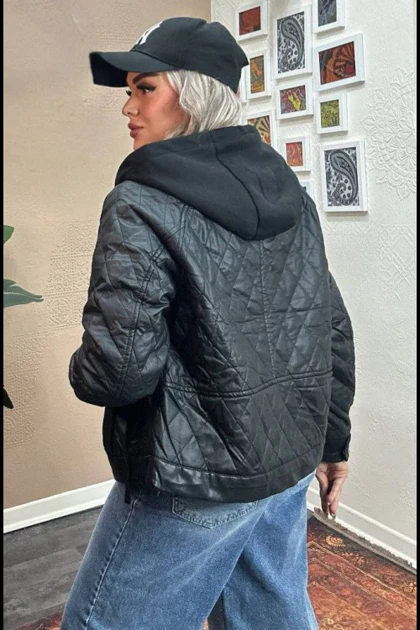 کت چرم کلاهدار