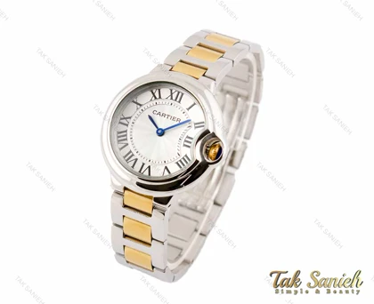 ساعت کارتیه زنانه بالن بلو طلایی سیلور مدیوم Cartier-3111-L