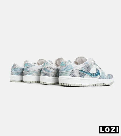 کفش کتانی مردانه و زنانه طوسی سفید آبی نایک NIKE dunk low steam puppet مدل 7204