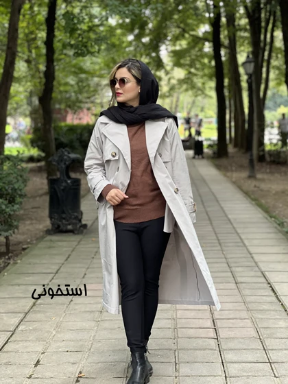 بارانی بلند چهاردکمه