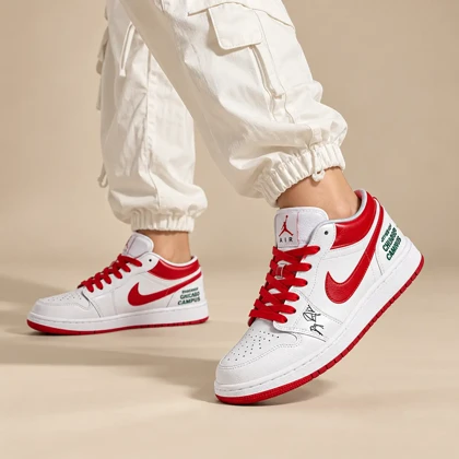 کتانی زنانه نایک مدل Air Jordan قرمز سفید _ کد 3793