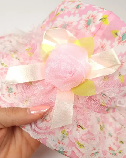 کلاه پارچه ای حریر بچگانه گل‌دار