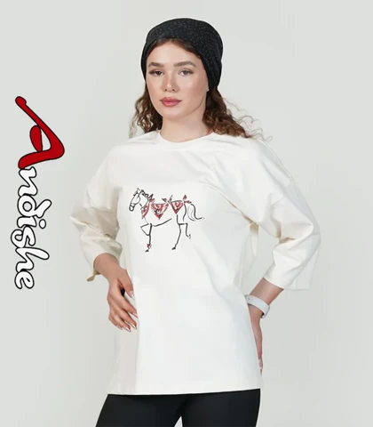 تیشرت باکسی پنبه ماکان زنانه