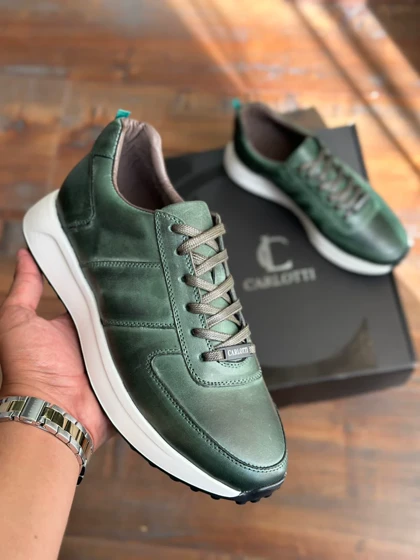 کفش چرم طبیعی سبز sho213