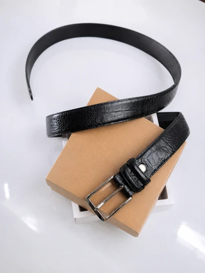 کمربند کروکودیلی چرم طبیعی Natural Leather Crocodile Belt CLB-BELT-01