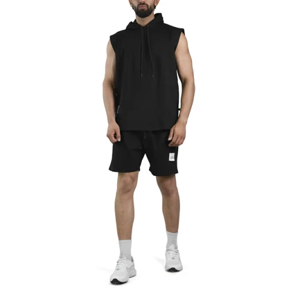 ست رکابی کلاهدار و شلوارک اسپرت الو مدل HS-4C0473 مشکی