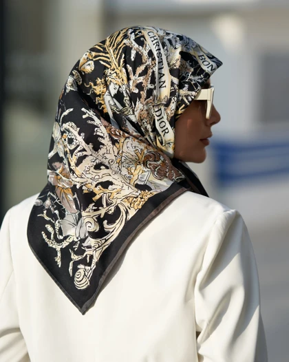 روسری ابریشم توییل دوردستدوز (قواره صد) 30172