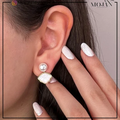 گوشواره صدفی مشابه طلا کد: sg470
