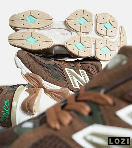کفش کتانی مردانه و زنانه قهوه ای سبز NEW BALANCE 9060 مدل 7032