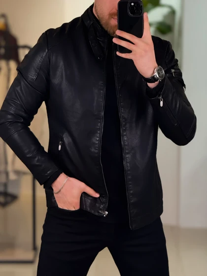 کت چرم مشکی 6888