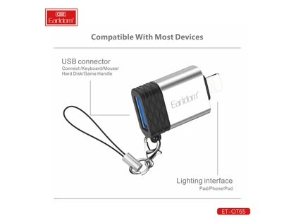 مبدل اوتی‌جی آیفون یواس‌بی به لایتنینگ ارلدام EARLDOM OTG Lightning to USB 2.0 ET-OT65
