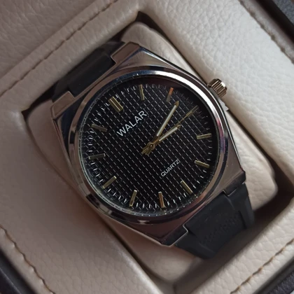 ساعت مچی مردانه والار طرح تیسوت صفحه مشکی قاب سیلور