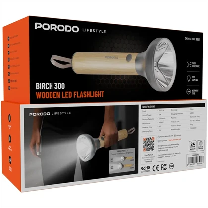 چراغ قوه شارژی پورودو Porodo مدل PDA90502WD روشنایی 300LM