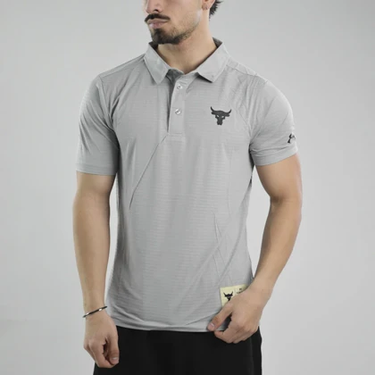 پولوشرت ورزشی مردانه آندر آرمور مدل Heat Gear-399 طوسی روشن