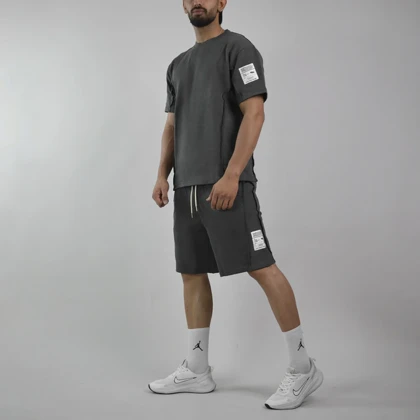ست تیشرت و شلوارک اسپرت دنیم ور مدل HZ-202 طوسی تیره