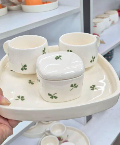ست چای خوری دو نفره سینی مربع طرح گیشنیز