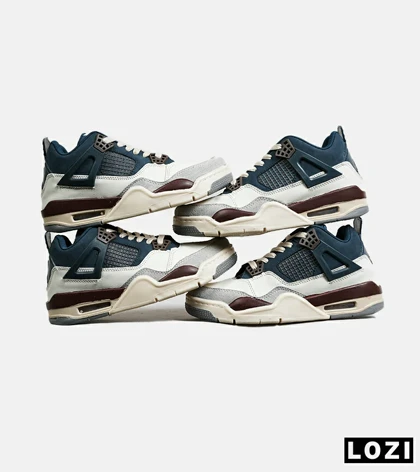 کتانی ساق‌دار زنانه و مردانه آبی سفید کرم Nike air jordan 4 مدل 6830