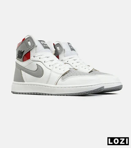 کفش کتانی مردانه و زنانه ساق‌دار سفید طوسی قرمز NIKE jordan 1 مدل 8344