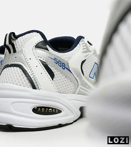 کفش کتانی مردانه و زنانه سفید نقره ای آبی NEW BALANCE 530