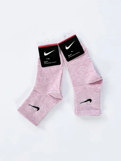 جوراب نیم ساق زنانه نخ پنبه صورتی برفکی نایکی Nike